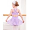 imageZaclotre Gymnastics Leotards for Girls Criss Cross Strap Shiny Ballet Dance Dresses Hollow Back Skirted Ballerina CostumeShiny Lilac