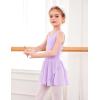 imageZaclotre Gymnastics Leotards for Girls Criss Cross Strap Shiny Ballet Dance Dresses Hollow Back Skirted Ballerina CostumeShiny Lilac