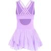 imageZaclotre Gymnastics Leotards for Girls Criss Cross Strap Shiny Ballet Dance Dresses Hollow Back Skirted Ballerina CostumeShiny Lilac