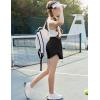 imageZaclotre Girls Athletic Shorts with Zipper Pockets 2 in 1 Flowy Skirt Overlay Kids Running Workout Soccer Sports ShortsBlack
