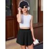imageZaclotre Girls Athletic Shorts with Zipper Pockets 2 in 1 Flowy Skirt Overlay Kids Running Workout Soccer Sports ShortsBlack