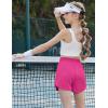 imageZaclotre Girls Athletic Shorts with Zipper Pockets 2 in 1 Flowy Skirt Overlay Kids Running Workout Soccer Sports ShortsHot Pink