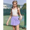 imageZaclotre Girls Athletic Shorts with Zipper Pockets 2 in 1 Flowy Skirt Overlay Kids Running Workout Soccer Sports ShortsLilac