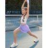 imageZaclotre Girls Athletic Shorts with Zipper Pockets 2 in 1 Flowy Skirt Overlay Kids Running Workout Soccer Sports ShortsLilac