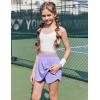 imageZaclotre Girls Athletic Shorts with Zipper Pockets 2 in 1 Flowy Skirt Overlay Kids Running Workout Soccer Sports ShortsLilac