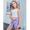 imageZaclotre Girls Athletic Shorts with Zipper Pockets 2 in 1 Flowy Skirt Overlay Kids Running Workout Soccer Sports ShortsLilac