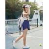 imageZaclotre Girls Athletic Shorts with Zipper Pockets 2 in 1 Flowy Skirt Overlay Kids Running Workout Soccer Sports ShortsNavy Blue