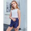 imageZaclotre Girls Athletic Shorts with Zipper Pockets 2 in 1 Flowy Skirt Overlay Kids Running Workout Soccer Sports ShortsNavy Blue