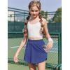 imageZaclotre Girls Athletic Shorts with Zipper Pockets 2 in 1 Flowy Skirt Overlay Kids Running Workout Soccer Sports ShortsNavy Blue