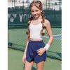 imageZaclotre Girls Athletic Shorts with Zipper Pockets 2 in 1 Flowy Skirt Overlay Kids Running Workout Soccer Sports ShortsNavy Blue