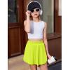 imageZaclotre Girls Athletic Shorts with Zipper Pockets 2 in 1 Flowy Skirt Overlay Kids Running Workout Soccer Sports ShortsNeon Green