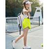 imageZaclotre Girls Athletic Shorts with Zipper Pockets 2 in 1 Flowy Skirt Overlay Kids Running Workout Soccer Sports ShortsNeon Green