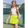 imageZaclotre Girls Athletic Shorts with Zipper Pockets 2 in 1 Flowy Skirt Overlay Kids Running Workout Soccer Sports ShortsNeon Green