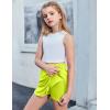 imageZaclotre Girls Athletic Shorts with Zipper Pockets 2 in 1 Flowy Skirt Overlay Kids Running Workout Soccer Sports ShortsNeon Green