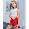 imageZaclotre Girls Athletic Shorts with Zipper Pockets 2 in 1 Flowy Skirt Overlay Kids Running Workout Soccer Sports ShortsRed