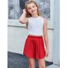 imageZaclotre Girls Athletic Shorts with Zipper Pockets 2 in 1 Flowy Skirt Overlay Kids Running Workout Soccer Sports ShortsRed