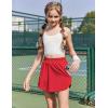 imageZaclotre Girls Athletic Shorts with Zipper Pockets 2 in 1 Flowy Skirt Overlay Kids Running Workout Soccer Sports ShortsRed