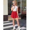 imageZaclotre Girls Athletic Shorts with Zipper Pockets 2 in 1 Flowy Skirt Overlay Kids Running Workout Soccer Sports ShortsRed