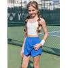 imageZaclotre Girls Athletic Shorts with Zipper Pockets 2 in 1 Flowy Skirt Overlay Kids Running Workout Soccer Sports ShortsRoyal Blue