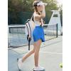 imageZaclotre Girls Athletic Shorts with Zipper Pockets 2 in 1 Flowy Skirt Overlay Kids Running Workout Soccer Sports ShortsRoyal Blue