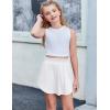 imageZaclotre Girls Athletic Shorts with Zipper Pockets 2 in 1 Flowy Skirt Overlay Kids Running Workout Soccer Sports ShortsWhite