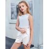 imageZaclotre Girls Athletic Shorts with Zipper Pockets 2 in 1 Flowy Skirt Overlay Kids Running Workout Soccer Sports ShortsWhite