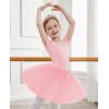 imageZaclotre Girls Ballet Leotards Short Sleeve Bow Back Tutu Ballerina Costume Toddler Dance Dress Outfit ComboBallet Pink