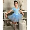 imageZaclotre Girls Ballet Leotards Short Sleeve Bow Back Tutu Ballerina Costume Toddler Dance Dress Outfit ComboBlue