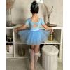 imageZaclotre Girls Ballet Leotards Short Sleeve Bow Back Tutu Ballerina Costume Toddler Dance Dress Outfit ComboBlue