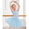 imageZaclotre Girls Ballet Leotards Short Sleeve Bow Back Tutu Ballerina Costume Toddler Dance Dress Outfit ComboBlue