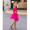 imageZaclotre Girls Ballet Leotards Short Sleeve Bow Back Tutu Ballerina Costume Toddler Dance Dress Outfit ComboHot Pink