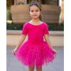 imageZaclotre Girls Ballet Leotards Short Sleeve Bow Back Tutu Ballerina Costume Toddler Dance Dress Outfit ComboHot Pink