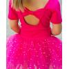 imageZaclotre Girls Ballet Leotards Short Sleeve Bow Back Tutu Ballerina Costume Toddler Dance Dress Outfit ComboHot Pink