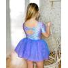 imageZaclotre Girls Ballet Leotards Short Sleeve Bow Back Tutu Ballerina Costume Toddler Dance Dress Outfit ComboPink Blue Mermaid