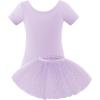 imageZaclotre Girls Ballet Leotards Short Sleeve Bow Back Tutu Ballerina Costume Toddler Dance Dress Outfit ComboPurple