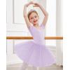 imageZaclotre Girls Ballet Leotards Short Sleeve Bow Back Tutu Ballerina Costume Toddler Dance Dress Outfit ComboPurple
