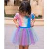 imageZaclotre Girls Ballet Leotards Short Sleeve Bow Back Tutu Ballerina Costume Toddler Dance Dress Outfit ComboRainbow Mermaid