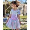 imageZaclotre Girls Ballet Leotards Short Sleeve Bow Back Tutu Ballerina Costume Toddler Dance Dress Outfit ComboSparkle Rainbow