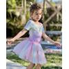 imageZaclotre Girls Ballet Leotards Short Sleeve Bow Back Tutu Ballerina Costume Toddler Dance Dress Outfit ComboSparkle Rainbow