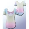 imageZaclotre Girls Ballet Leotards Short Sleeve Bow Back Tutu Ballerina Costume Toddler Dance Dress Outfit ComboSparkle Rainbow