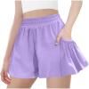 imageZaclotre Girls Ruffle Athletic Shorts with Pockets High Waisted Kids Sport Shorts for Soccer Basketball RunningLavender