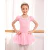 imageZaclotre Ballet Leotards for Girls with Tutu Ruffle Sleeve Bow Back Dance Dress Sparkly Ballerina Outfit