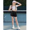 imageZaclotre Girls Athletic Shorts with Pockets Crossover Triple Layered 2 in 1 Kids Sport Cheer Workout Running ShortsBlack