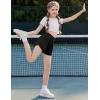 imageZaclotre Girls Athletic Shorts with Pockets Crossover Triple Layered 2 in 1 Kids Sport Cheer Workout Running ShortsBlack