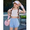 imageZaclotre Girls Athletic Shorts with Pockets Crossover Triple Layered 2 in 1 Kids Sport Cheer Workout Running ShortsBlue