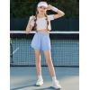 imageZaclotre Girls Athletic Shorts with Pockets Crossover Triple Layered 2 in 1 Kids Sport Cheer Workout Running ShortsBlue