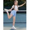 imageZaclotre Girls Athletic Shorts with Pockets Crossover Triple Layered 2 in 1 Kids Sport Cheer Workout Running ShortsBlue