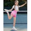 imageZaclotre Girls Athletic Shorts with Pockets Crossover Triple Layered 2 in 1 Kids Sport Cheer Workout Running ShortsGradient White Pink