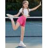 imageZaclotre Girls Athletic Shorts with Pockets Crossover Triple Layered 2 in 1 Kids Sport Cheer Workout Running ShortsHot Pink