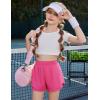 imageZaclotre Girls Athletic Shorts with Pockets Crossover Triple Layered 2 in 1 Kids Sport Cheer Workout Running ShortsHot Pink
